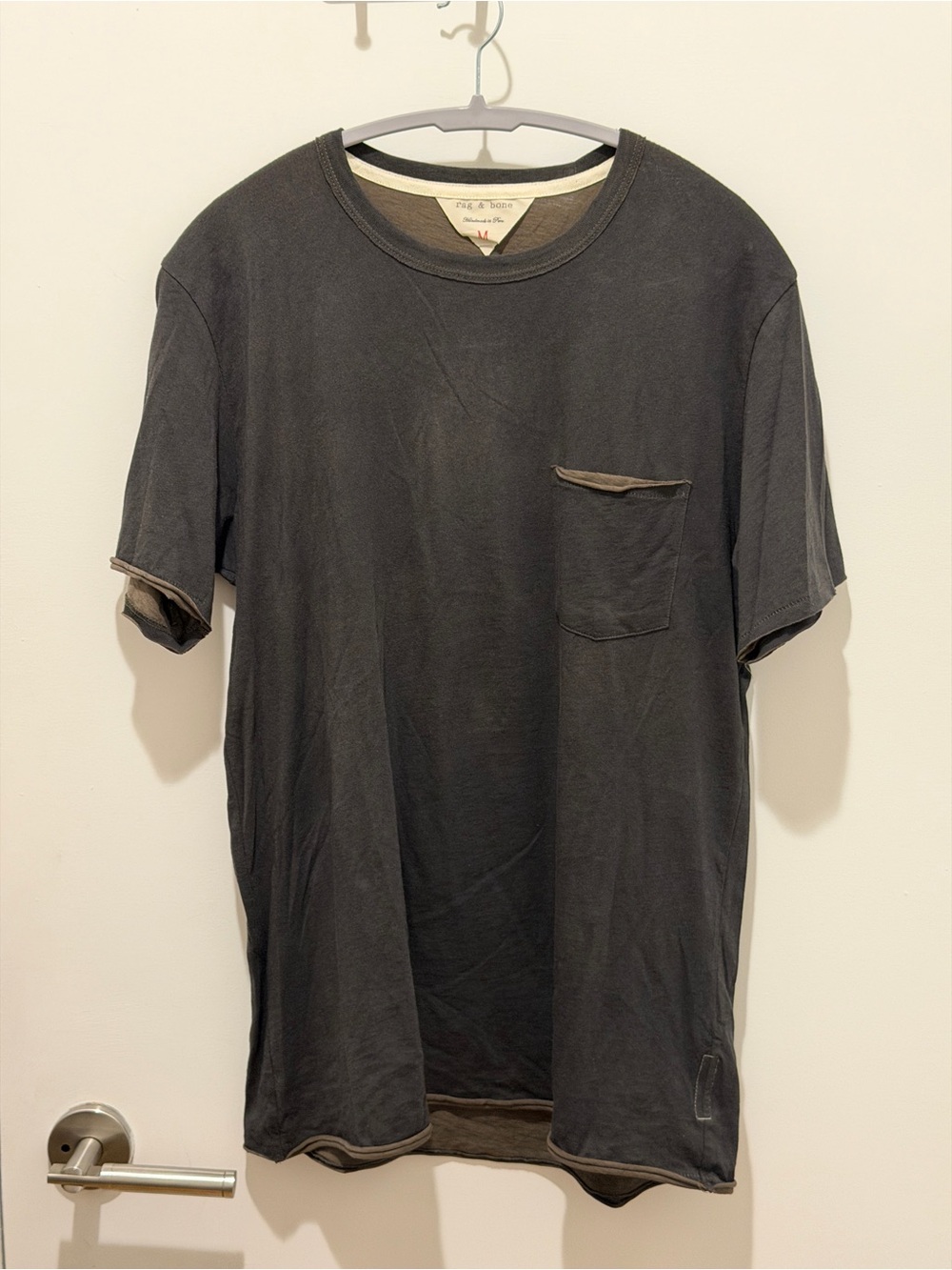 rag & bone Washed Black Short-Sleeve Pocket Tee with Contrast Trim